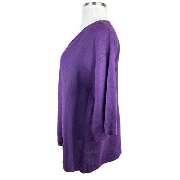 Bryn Walker 100% Linen Judy Oversized Tunic Top Purple Women's Large Lagonlook - Picture 8 of 15
